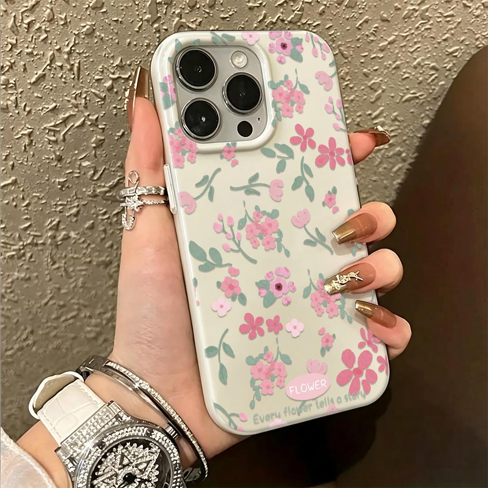 Чехол для телефона для iPhone 17 Air 11 Pro Max 15 Plus 16 14 13 12 Белый Силиконовый Ударопрочный Противоскользящий Защитный Розовый Цветочный Чехол