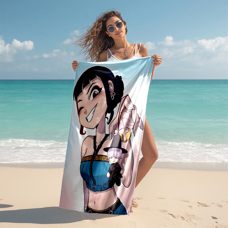 1pc KPop Demon Hunters ZOEY1 Beach Towel, Comfortable and Thick, and Swimming/Bath/Picnic/Camping Towel, Suitable for Seaside Beaches
