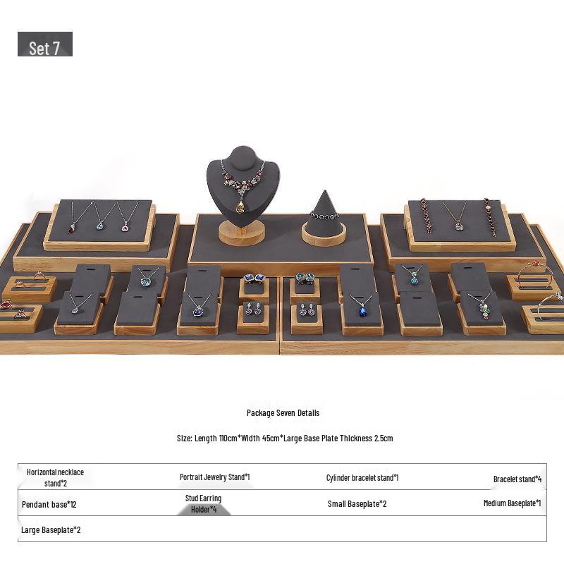 Деревянная подставка для украшений из массива дерева для серег, колец и ожерелий с нефритовым подносом