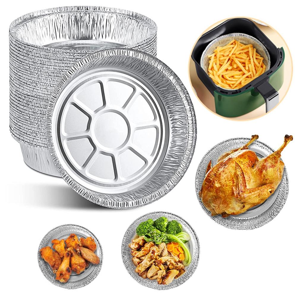 20Pcs Non-stick Aluminum Foil Liners Air Fryer Disposable Paper Liner Oil-proof Steaming Basket Kitchen Tool BBQ Drip Pan Tray