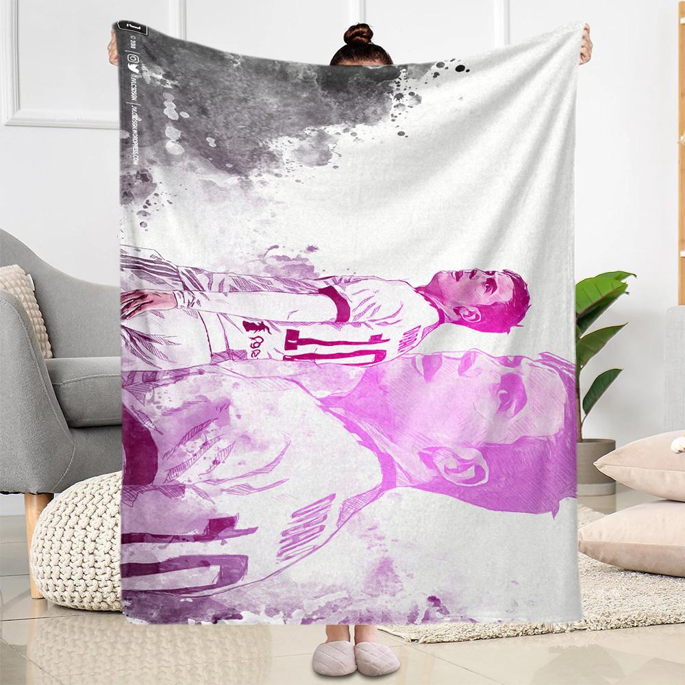 Football Stars Action Blanket Ultra-Soft Perfect for Livingroom Chair Seaside for All Seasons Playful Design Suitable for Gifting Relatives and Friend