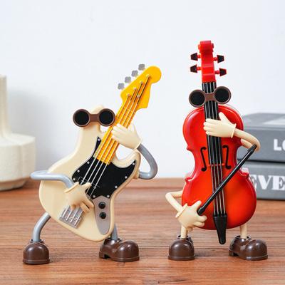 Качающаяся Мультяшная Музыкальная Шкатулка Виолончель Классическая Мелодия Автоматическое Качание Гитара Заводная Музыкальная Шкатулка Украшение для Дома Офиса Спальни Настольное Украшение Орнамент