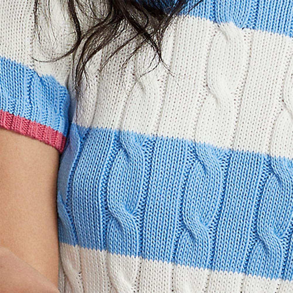 Polo Ralph Lauren Ss23 Striped Detail Crew Neck Short Sleeve Sweater Women Sweater Blue WMPOSWENC020668-400