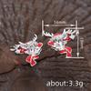 Cute Red Enamel Reindeer Christmas Stud Earrings for Women Festival Party Inlaid Shiny CZ Accessories Chic Animal Jewelry