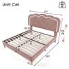 Upholstered Bed LED Double Bed 140 x 200cm, Bed Frame with Slatted Base and Adjustable Headboard, in Pink, Youth Bed for Bedroom Guest Room-Velvet