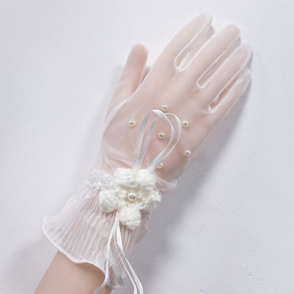 1Pairs Breathable Wedding Bridal Gloves Mesh Tulle Gloves New Bridal Gown Mittens Party Dress