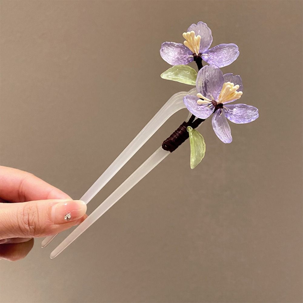 Flower U Shape Hairpin Hair Sticks for Buns Hanfu Headwear Hairstyle Design Tool