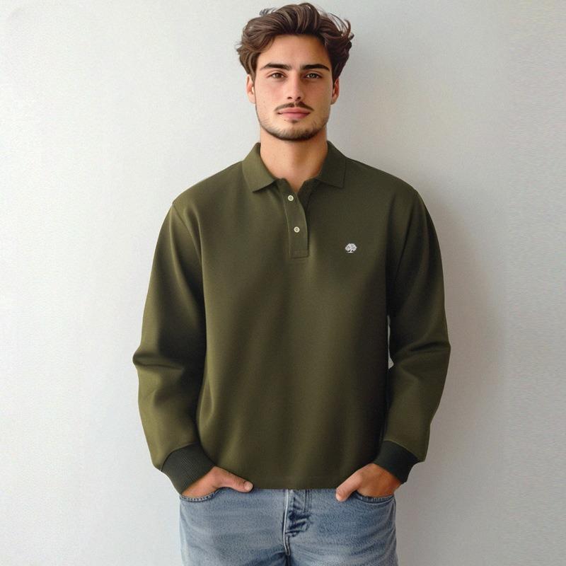 Men's Long Sleeve Polo Shirts Casual Work Pullover Shirts Moisture Wicking Lightweight Golf Shirts Loose-Fit Button Down Collared Tee Shirt for Men