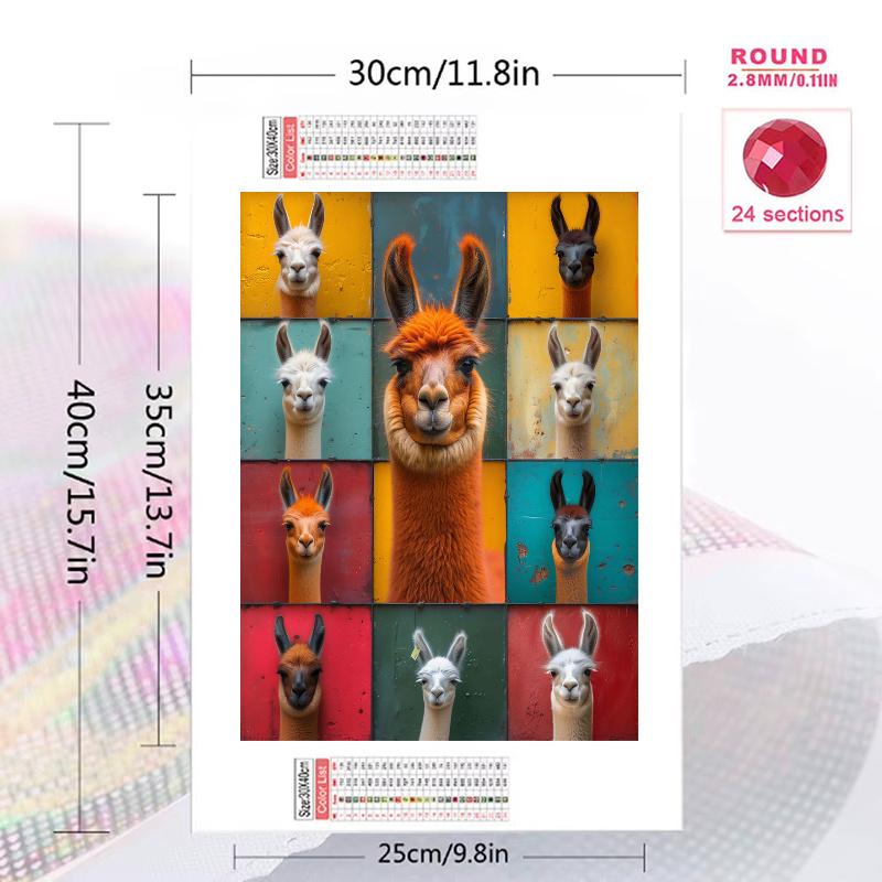Alpaca Puzzle 100% Round Full Drill 5D DIY Diamond Painting Embroidery Cross Stitch Rhinestone Décor