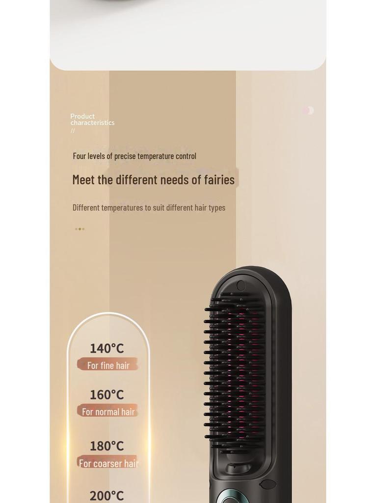 Портативная беспроводная расческа для выпрямления волос с отрицательными ионами, без повреждения, мини-инструмент для укладки и завивки
