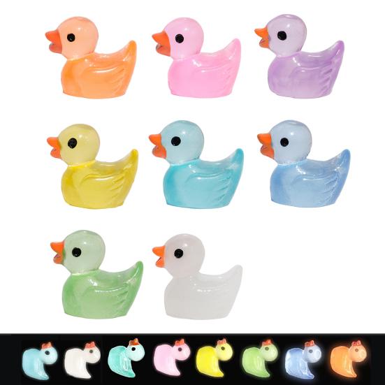 100 шт. яркие цвета, светящиеся в темноте скульптуры утки, яркий внешний вид, мини-светящиеся скульптуры утки из смолы, домашний декор