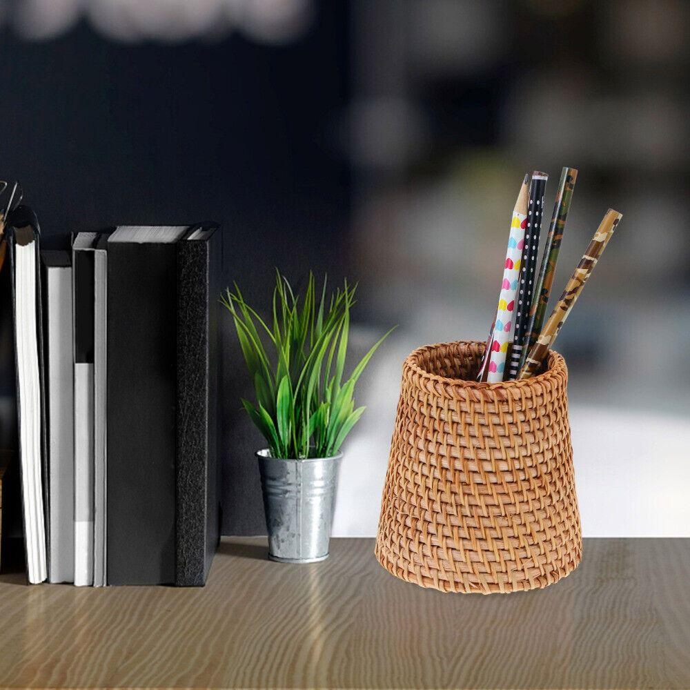 Handmade Pencil Holder Rattan Sundries Storage Basket New Pen Container