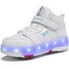 28-40 Children's Lights Sports Shoes Rubbing Shoes Solid Magic Patch Can Charging Double-row Four-wheel Slide Shoes
