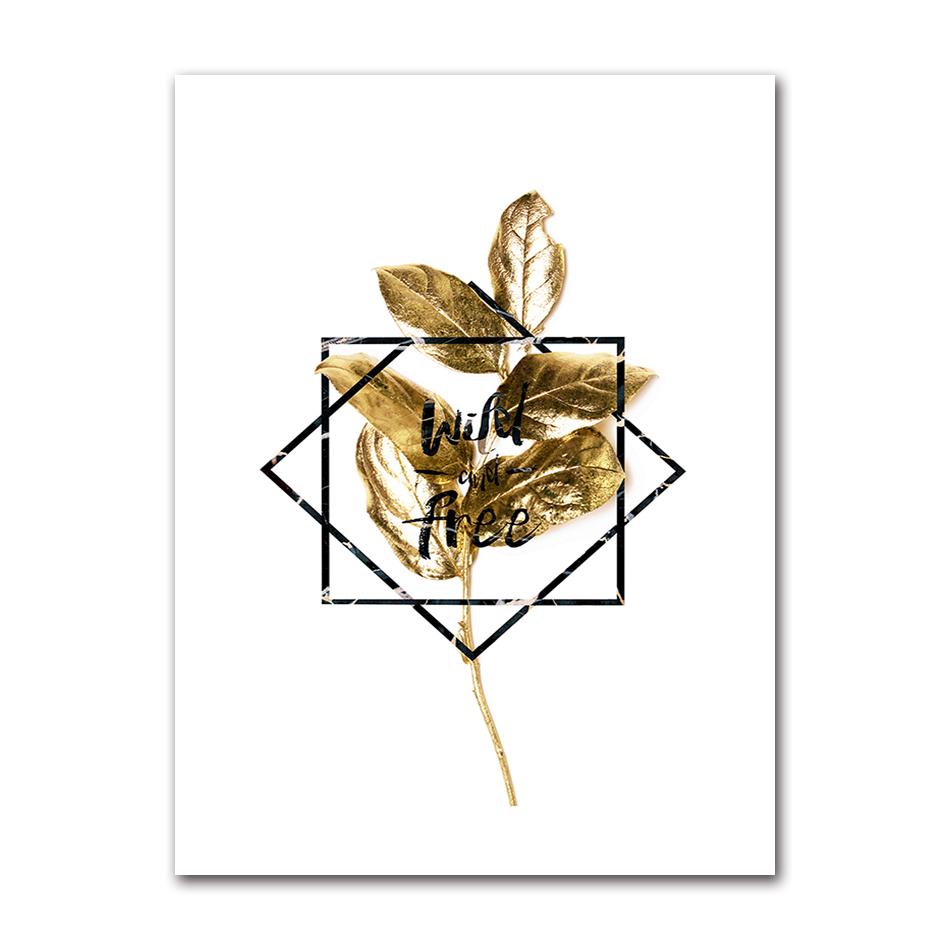 Gold Leaf Posters And Prints Cuadros Wall Art Pictures For Living Room Home Decoration Unframed Abstract Canvas Paintings
