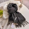2024 New Scarf Women's Autumn and Winter Solid Color Imitation Cashmere Student Long Style Big Shawl for Warmth and Dual-use Thick Scarf