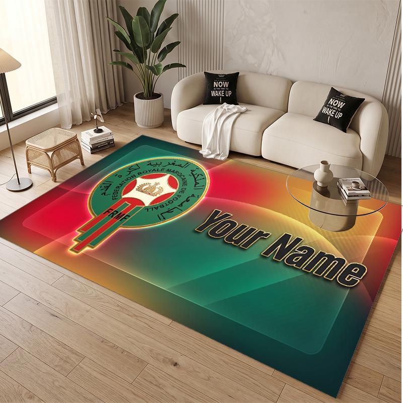 Personalized Crystal Velvet Carpet Morocco Football Pattern Non Slip Floor Rug