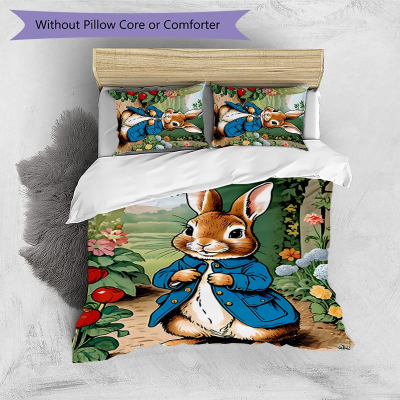peter rabbit Printed 3PCS Bedding Set Soft Breathable Duvet Cover Pillowcases Set Washable Bedroom Decor Home Gift