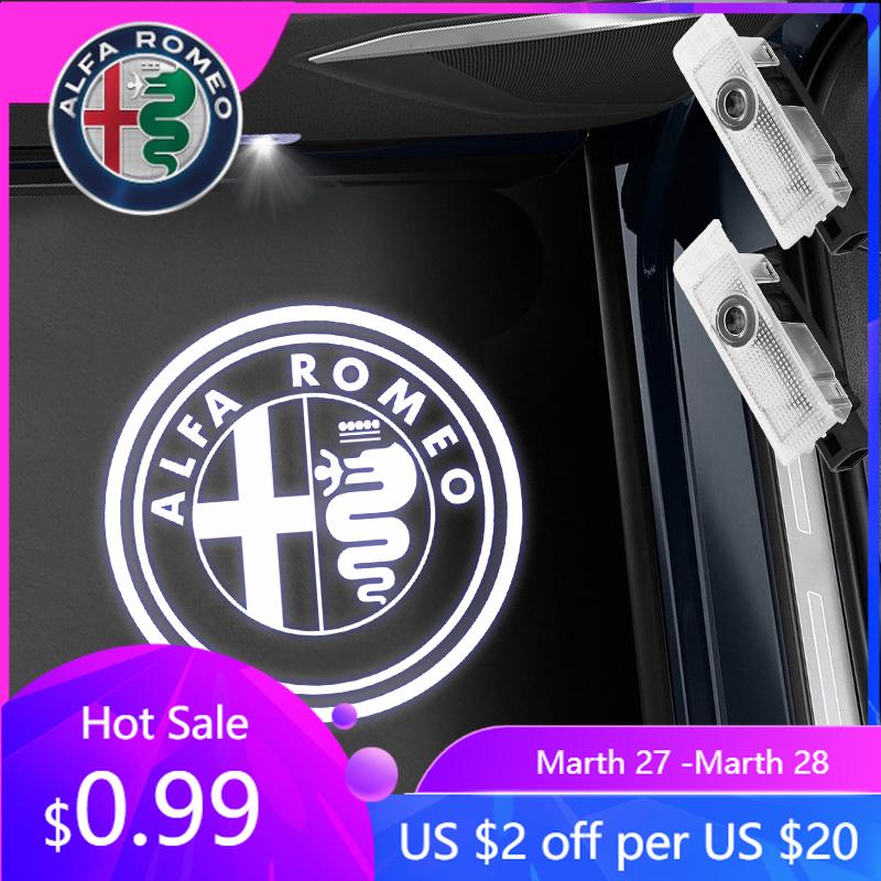 BBDJ3 For Alfa Romeo 2pcs LED Car Door Welcome Light Laser Projector Logo Ghost shadow For Alfa Romeo 147 156 159 Giulietta Giulia Mit