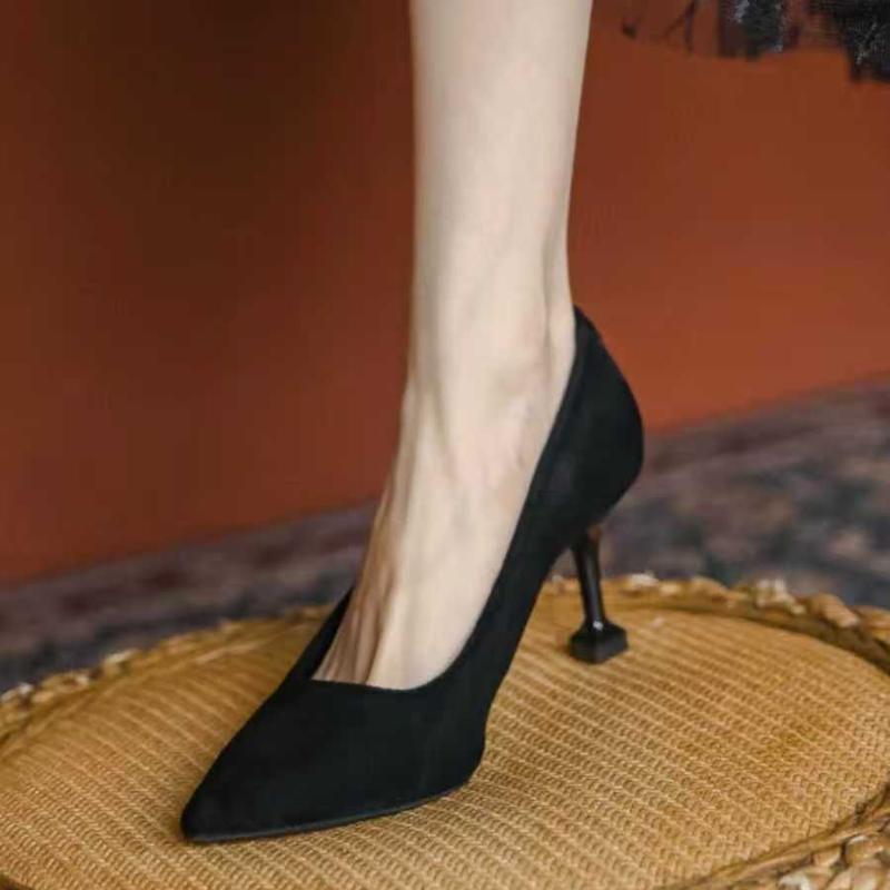 2025 New Fashion Workplace Heel High Heels Women's Spring Autumn New Pointed Toe Slip-On Faionable Versatile Work Single Shoes