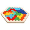 Wooden Hexagon Puzzle for Kid Shape Pattern Block Tangram Brain Teaser Toy Geometry Logic IQ Game Montessori Educational Gift