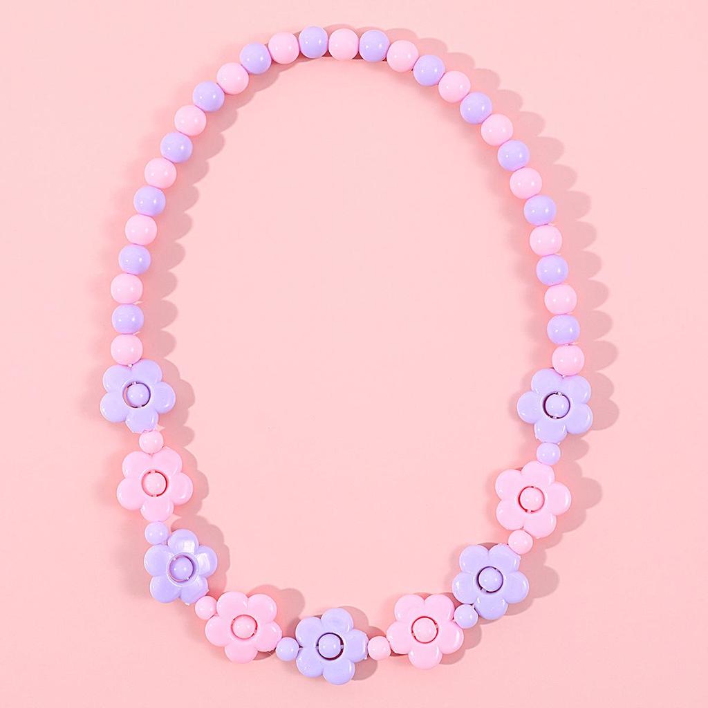 Детский комплект из цветочного ожерелья и браслета – цветные акриловые бусины