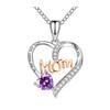 Heart Necklace for Women I Love You Mom Cubic Zirconia Heart Pendant Necklace Mother's Day Birthday Gift for Mom