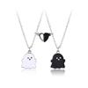 Luoluo&baby 2Pcs/set Cartoon Ghost Heart Pendant Chain Best Friends Necklace BFF Friendship Jewelry Gift for Kids