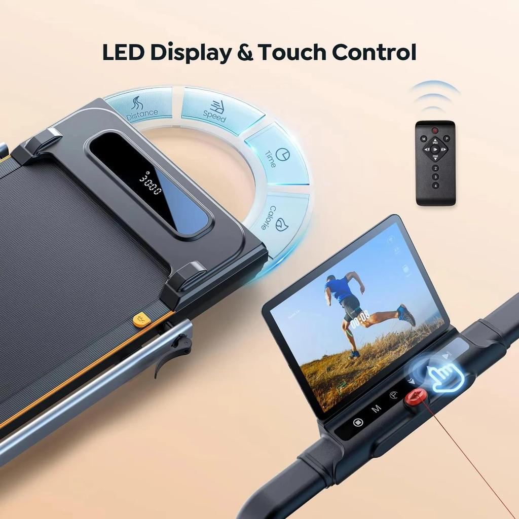 New Treadmill Foldable Incline Portable Under Desk Folding Walking Pad 0.6-7.5mph Max load 120KG with LED Bluetooth Home treadmill