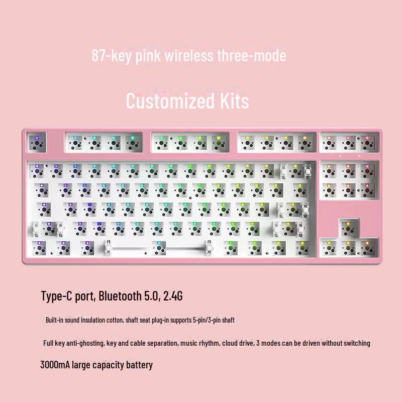 Беспроводная Bluetooth механическая клавиатура DIY Kit, RGB, три режима, 84-108 клавиш