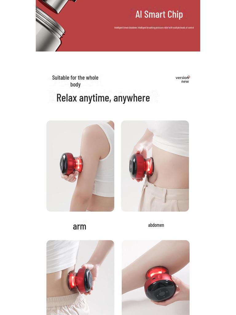 Smart Electric Cupping & Scraping Device with Wireless Charging & Heat Therapy