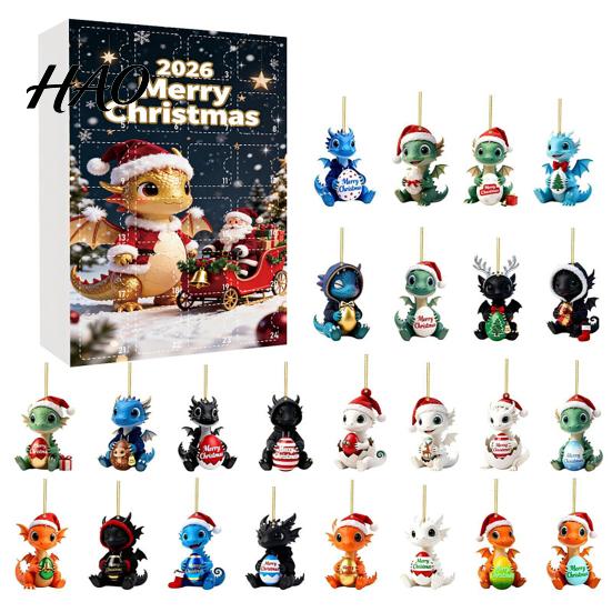 Christmas Advent Calendar 2026 Dragon Calendar, 24 Days Funny Baby Figures Countdown Miniature Party Favors 2D Acrylic Cartoon Ornaments for