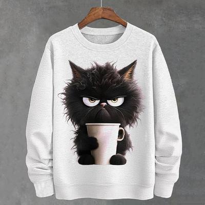 Смешная женская толстовка с принтом в виде кота в виде чашки чая с 3D-принтом, футболка с длинным рукавом, женская футболка Lothing, большие толстовки или толстовки для мужчин