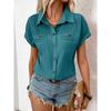 Женские модные повседневные летние и весенние однотонные рубашки-поло с короткими рукавами и принтом, блузки и рубашки