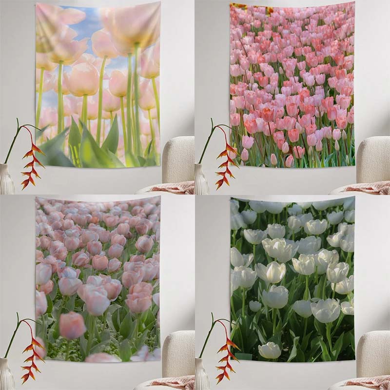 Fashion Home Decoration Tapestry Flower Tulip Pattern Bedroom Living Room Tapestry