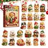 Reusable Holiday Pendant Cute Puppies Advent Calendar, 24 Days Christmas Countdown Calendar with 2D Tree Accessories Flat Acrylic Dog