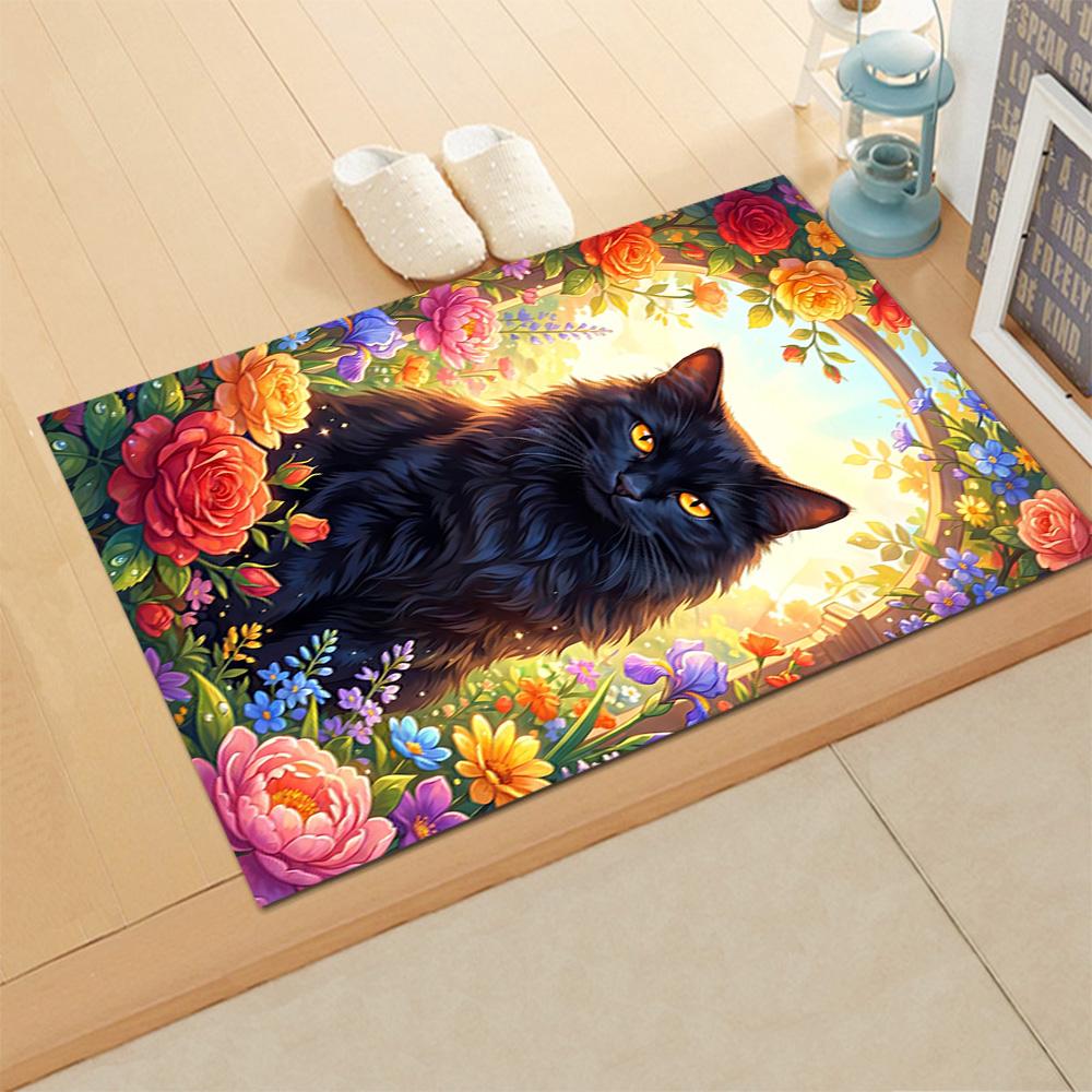 Purple Cats In Flowers for Living Room rug, BedRoom rug, Study Room rug, Hallway Decoration, Perfect for Home Decoration or Holiday Gifts