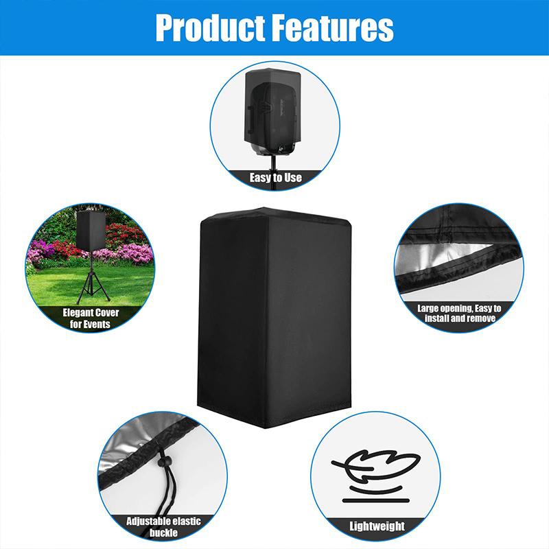 Чехол для колонок из ткани Оксфорд, защитный чехол для мультимедийной аппаратуры из металлического профиля, пыле- и водонепроницаемый защитный чехол из ткани Оксфорд плотностью 210D, черный с серебристым оттенком.