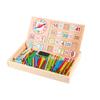 Wooden Toy Set with Building Blocks, Math Clock, Math Puzzles, and Counting Sticks. Multiplication, Division, Addition, Subtraction, and Number Play.