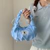 Pleated Plaid Armpit Bag Ruffles Underarm Bag Fashion Bow Shoulder Bag Women