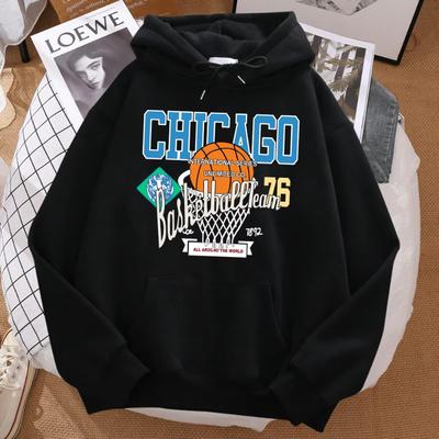 Новая толстовка с капюшоном "Chicago Basketball Team 76 All Around The World" (команда Чикаго, номер 76) - модная толстовка с круглым вырезом, свободного кроя, осенняя повседневная спортивная одежда.