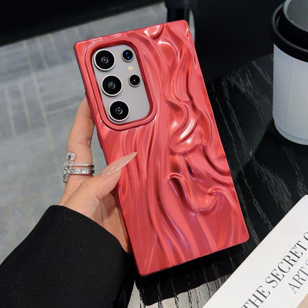 Роскошный чехол с покрытием, 3D-волна, морщинки, мягкий чехол для Samsung S25 S24 Plus S23 Ultra FE A56 A36 A26 A16 A06 A55 A35 A25 A15, модная крышка