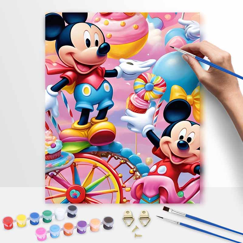 Disney Микки Маус мир конфет цифровая масляная живопись DIY ручная роспись раскраска настенное искусство домашний декор подарок для взрослых 130