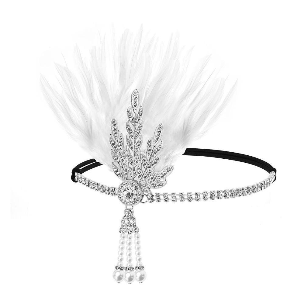 Black Sequin Feather Headwear Rhinestone Beaded Korean Style Headband  Cosplay Event