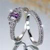 Luxury Crystal Purple Zircon Stone Square Rings For Women Vintage Color Wedding Band Bridal Jewelry Engagement Gift