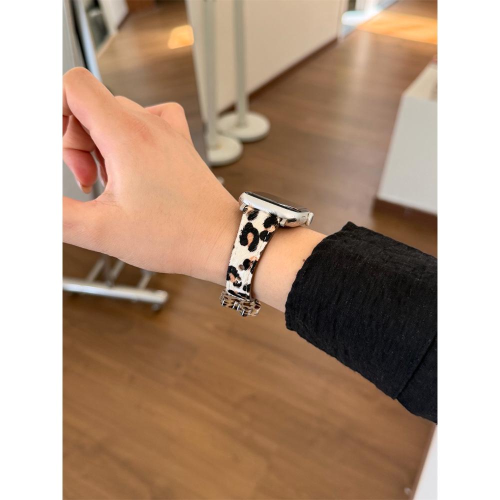 Ремешок из натуральной кожи с леопардовым принтом для Apple Watch, подходит для Ultra 2, 49/46/45/42/40 мм, кожаный ремешок для iWatch Series 11 / 10 / 9 / 8 / 7 / 6/ 5/SE