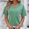 Женские модные повседневные летние весенние блузки и рубашки с v-образным вырезом и короткими рукавами в полоску с принтом