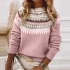 Женский свитер с круглым вырезом и длинным рукавом, вязаный крючком пуловер, свитер с геометрическим узором, цветной трикотажный топ