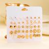 12 Pair Combination Earrings Set For Women  Gold Color Silver Color Heart Four Leaves  Earring Wedding Jewelry