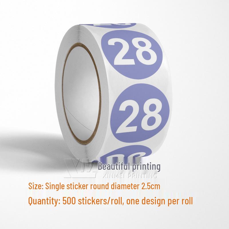 Самоклеящиеся круглые наклейки с номерами 1-33 – Цветные этикетки-идентификаторы в рулоне