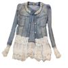 Denim Jacket Fashion Beaded Thin Splicing Denim Clothes Women